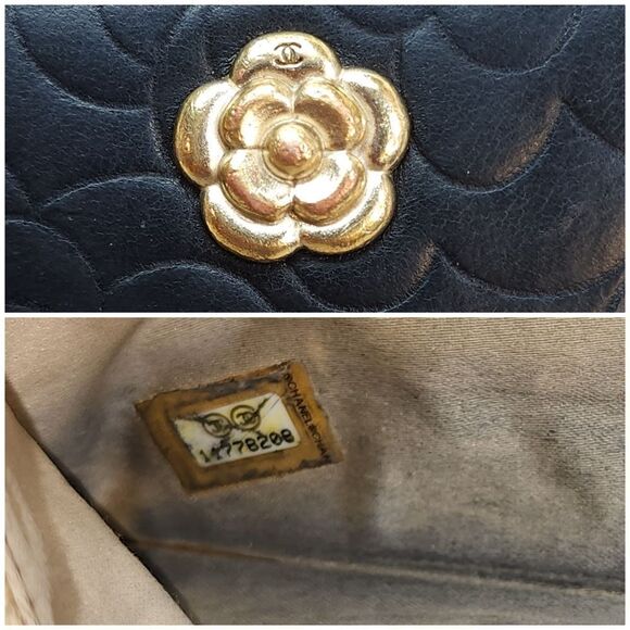 Authentic Chanel Lambskin Camellia Embossed Zip Around Organizer Wallet Black - Picture 15 of 17